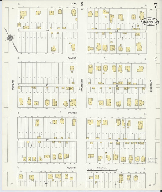 Sanborn Fire Insurance Map from Marceline, Linn County, Missouri (1911), Sheet #0007 - Historic Sanborn Fire Insurance Map Print, vintage old map wall art, antique decor, genealogy gift, Missouri Missouri map