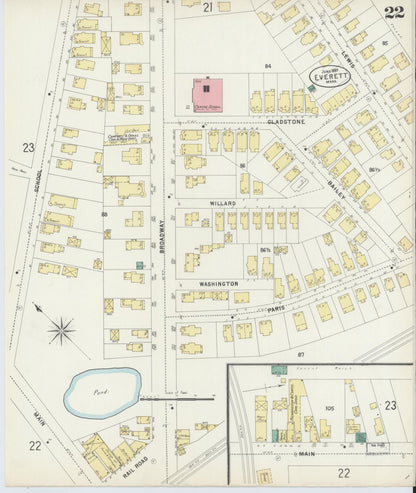 Sanborn Fire Insurance Map from Everett, Middlesex County, Massachusetts (1897), Sheet #0022 - Complete Map Set gallery image, historic Sanborn map, vintage wall art, Massachusetts Massachusetts