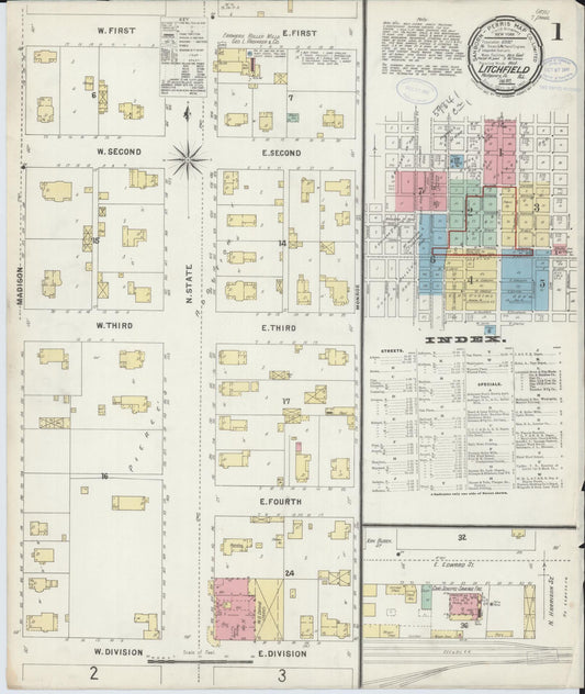 Sanborn Fire Insurance Map from Litchfield, Montgomery County, Illinois (1897), Sheet #0001 - Historic Sanborn Fire Insurance Map Print, vintage old map wall art, antique decor, genealogy gift, Illinois Illinois map