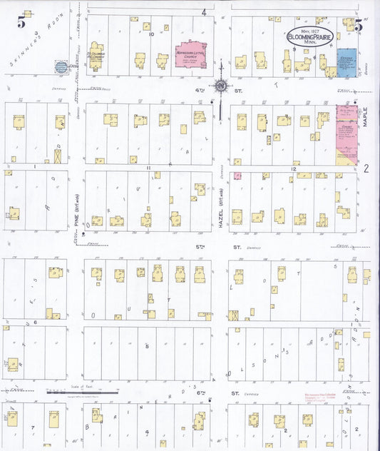 Sanborn Fire Insurance Map from Blooming Prairie, Steele County, Minnesota (1927), Sheet #0005 - Historic Sanborn Fire Insurance Map Print, vintage old map wall art, antique decor, genealogy gift, Minnesota Minnesota map