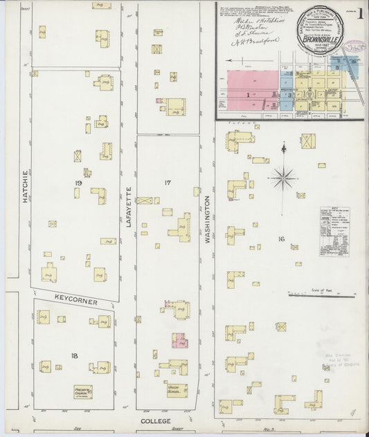 Sanborn Fire Insurance Map from Brownsville, Haywood County, Tennessee (1887), Sheet #0001 - Complete Map Set gallery image, historic Sanborn map, vintage wall art, Tennessee Tennessee