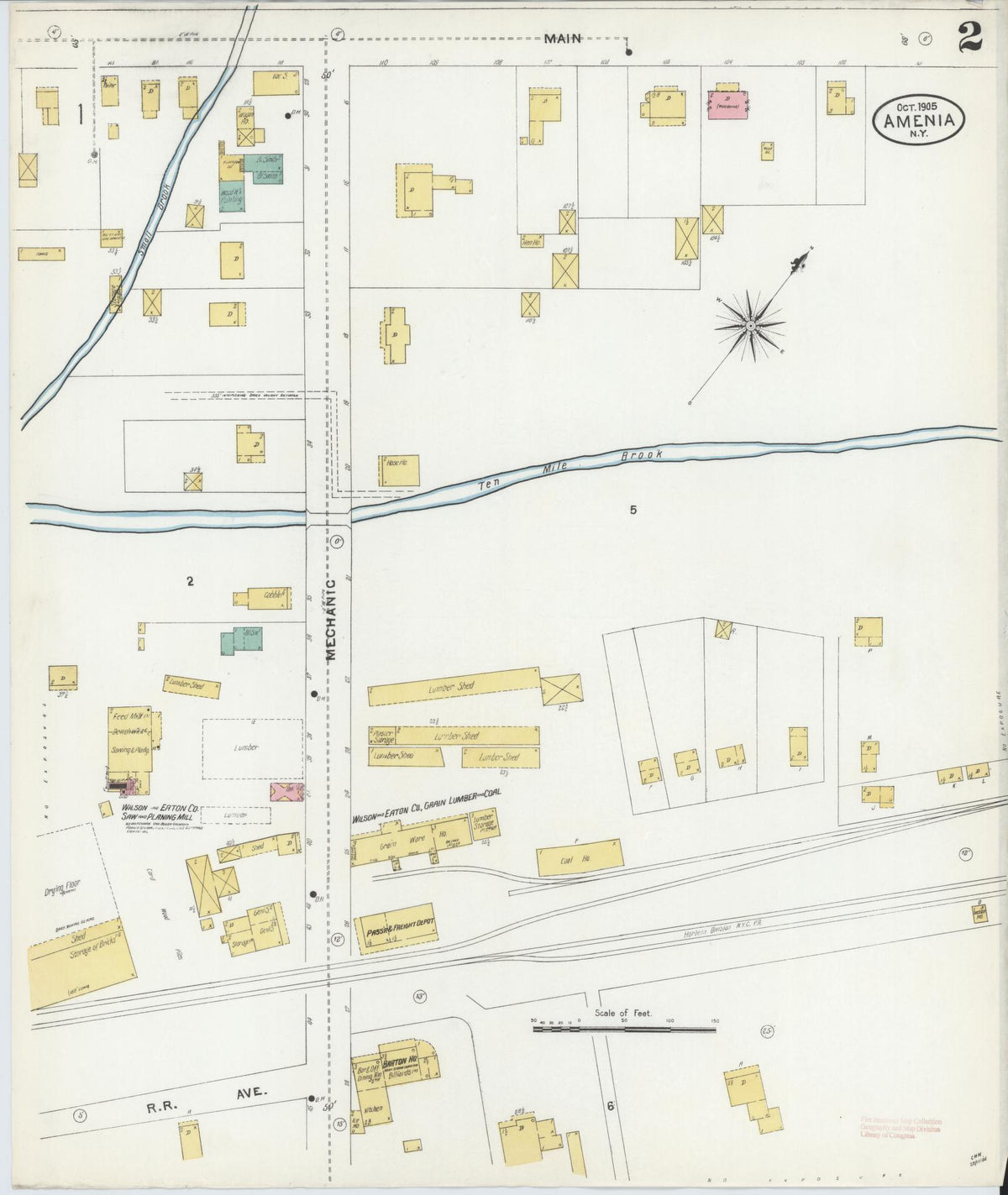 Sanborn Fire Insurance Map from Amenia, Dutchess County, New York (1905), Sheet #0002 - Complete Map Set gallery image, historic Sanborn map, vintage wall art, New York New York