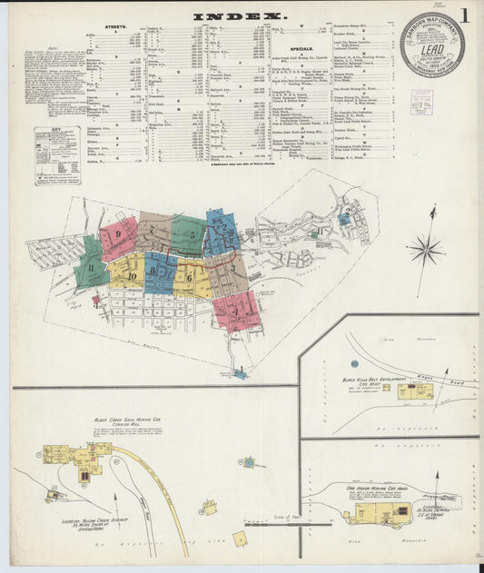 Sanborn Fire Insurance Map from Lead, Lawrence County, South Dakota (1903), Sheet #0001 - Complete Map Set gallery image, historic Sanborn map, vintage wall art, South Dakota South Dakota