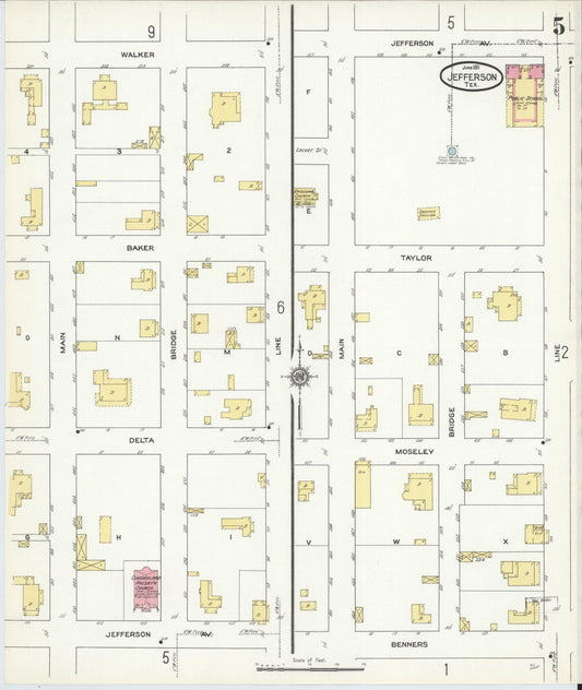 Sanborn Fire Insurance Map from Jefferson, Marion County, Texas (1911), Sheet #0005 - Historic Sanborn Fire Insurance Map Print, vintage old map wall art, antique decor, genealogy gift, Texas Texas map