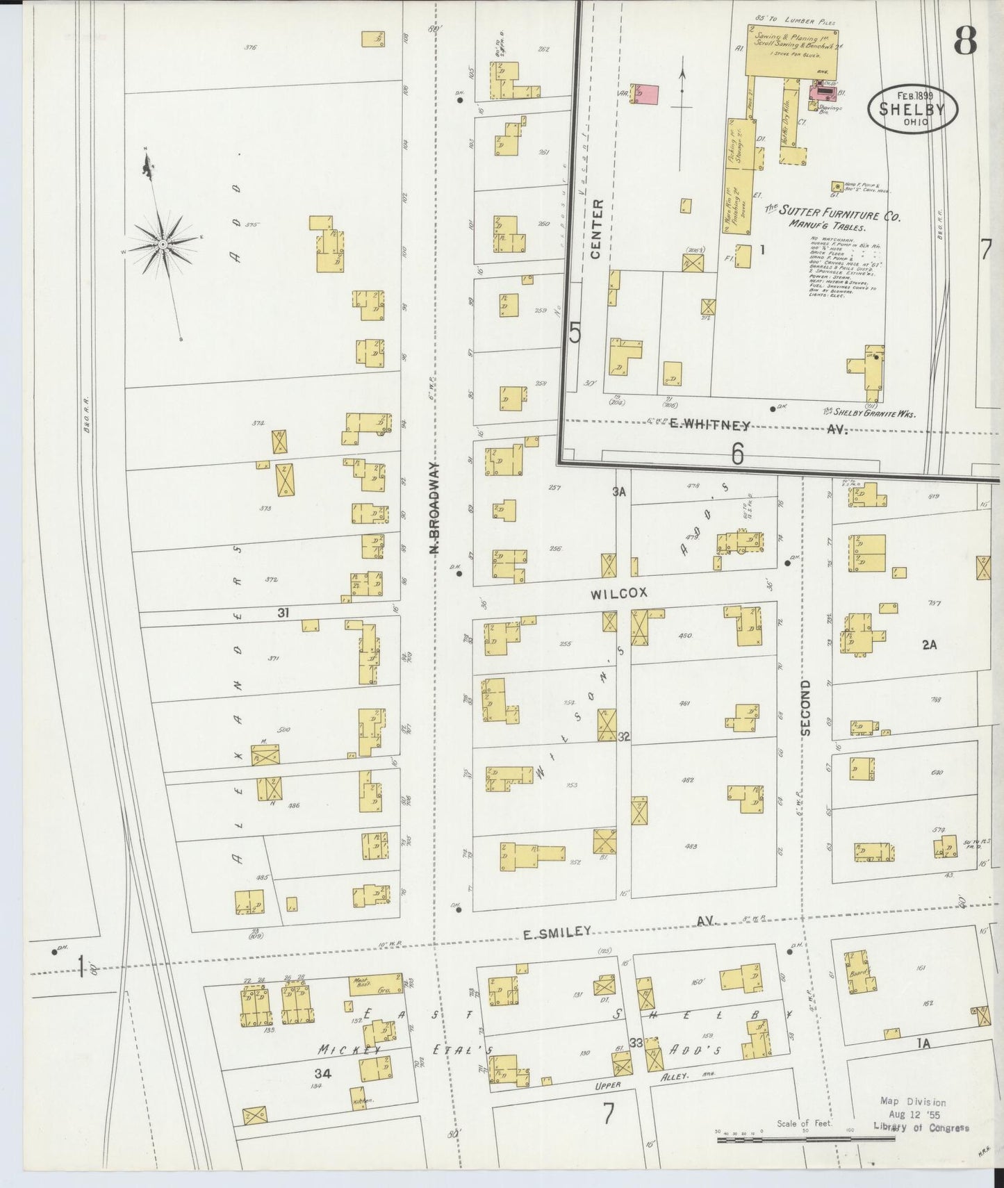 Sanborn Fire Insurance Map from Shelby, Richland County, Ohio (1899), Sheet #0008 - Historic Sanborn Fire Insurance Map Print, vintage old map wall art, antique decor, genealogy gift, Ohio Ohio map