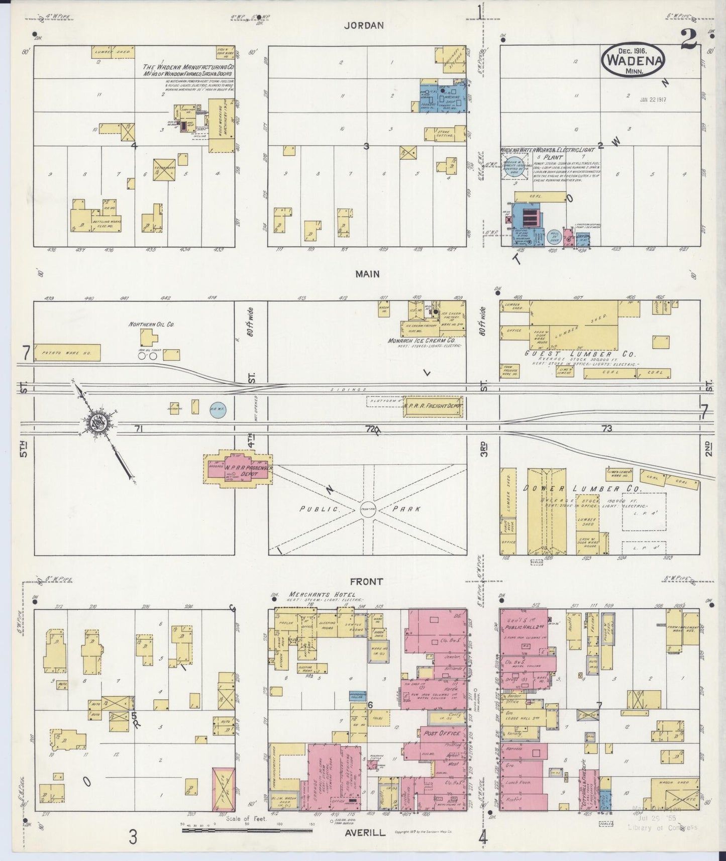 Sanborn Fire Insurance Map from Wadena, Wadena County, Minnesota (1916), Sheet #0002 - Complete Map Set gallery image, historic Sanborn map, vintage wall art, Minnesota Minnesota
