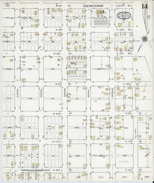 Sanborn Fire Insurance Map from Cisco, Eastland County, Texas (1920), Sheet #0014 - Historic Sanborn Fire Insurance Map Print, vintage old map wall art, antique decor, genealogy gift, Texas Texas map