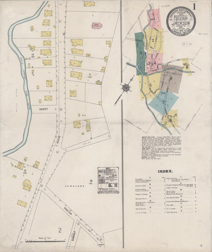 Sanborn Fire Insurance Map from Jackson, Amador County, California (1912), Sheet #0001 - Complete Map Set gallery image, historic Sanborn map, vintage wall art, California California