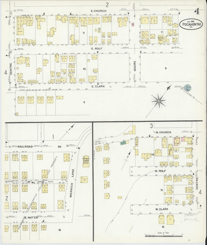 Sanborn Fire Insurance Map from Pocahontas, Tazewell County, Virginia (1908), Sheet #0004 - Historic Sanborn Fire Insurance Map Print, vintage old map wall art, antique decor, genealogy gift, Virginia Virginia map