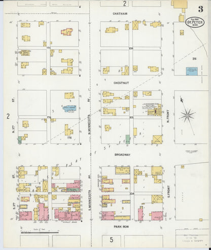 Sanborn Fire Insurance Map from Saint Peter, Nicollet County, Minnesota (1900), Sheet #0003 - Complete Map Set gallery image, historic Sanborn map, vintage wall art, Minnesota Minnesota