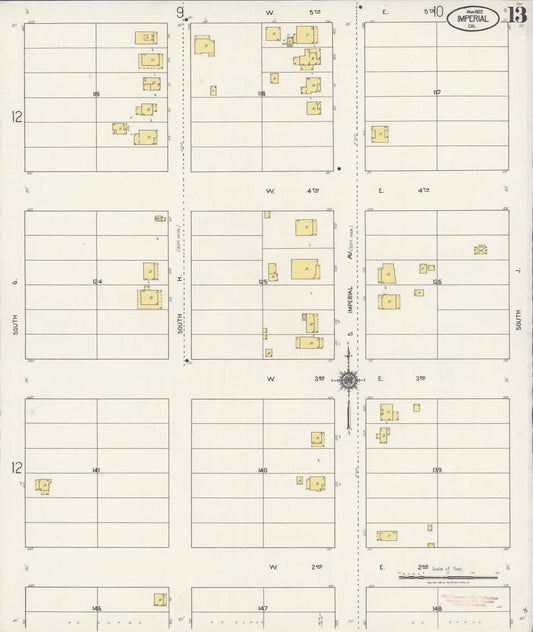 Sanborn Fire Insurance Map from Imperial, Imperial County, California (1922), Sheet #0013 - Historic Sanborn Fire Insurance Map Print, vintage old map wall art, antique decor, genealogy gift, California California map