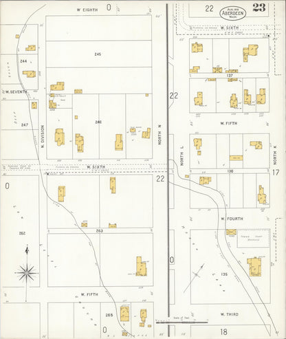 Sanborn Fire Insurance Map from Aberdeen, Grays Harbor County, Washington (1906), Sheet #0023 - Complete Map Set gallery image, historic Sanborn map, vintage wall art, Washington Washington