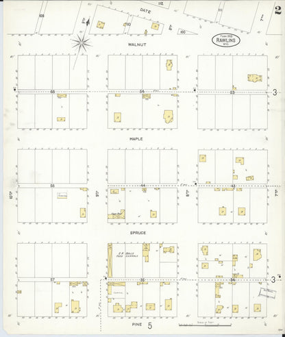Sanborn Fire Insurance Map from Rawlins, Carbon County, Wyoming (1903), Sheet #0002 - Complete Map Set gallery image, historic Sanborn map, vintage wall art, Wyoming Wyoming