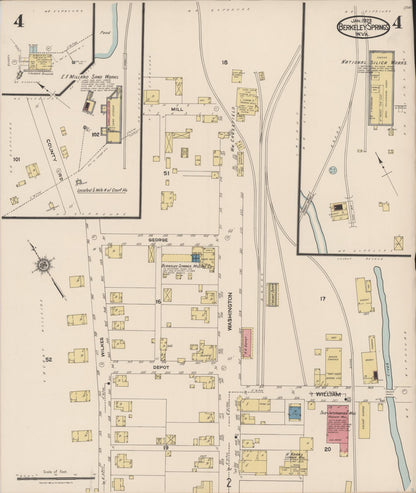 Sanborn Fire Insurance Map from Berkeley Springs, Morgan County, West Virginia (1923), Sheet #0004 - Complete Map Set gallery image, historic Sanborn map, vintage wall art, West Virginia West Virginia