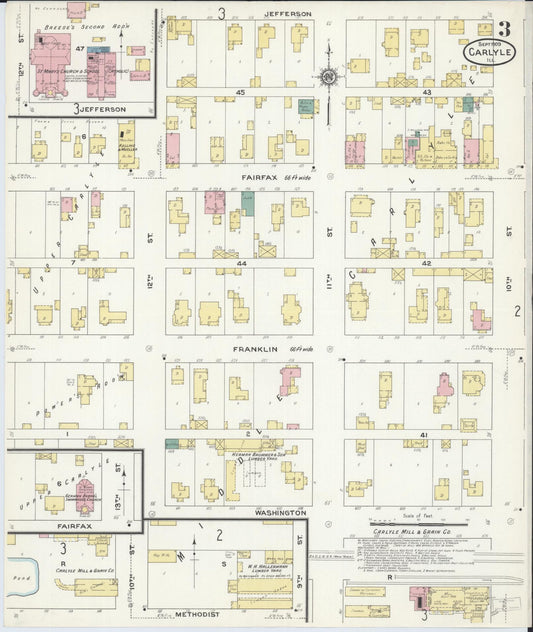 Sanborn Fire Insurance Map from Carlyle, Clinton County, Illinois (1909), Sheet #0003 - Historic Sanborn Fire Insurance Map Print, vintage old map wall art, antique decor, genealogy gift, Illinois Illinois map