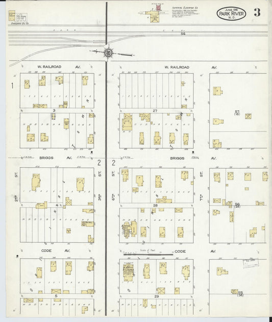 Sanborn Fire Insurance Map from Park River, Walsh County, North Dakota (1916), Sheet #0003 - Historic Sanborn Fire Insurance Map Print, vintage old map wall art, antique decor, genealogy gift, North Dakota North Dakota map