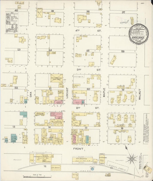 Sanborn Fire Insurance Map from Oakland, Douglas County, Oregon (1892), Sheet #0001 - Historic Sanborn Fire Insurance Map Print, vintage old map wall art, antique decor, genealogy gift, Oregon Oregon map