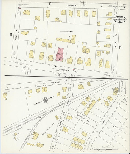 Sanborn Fire Insurance Map from Granville, Washington County, New York (1912), Sheet #0007 - Historic Sanborn Fire Insurance Map Print, vintage old map wall art, antique decor, genealogy gift, New York New York map
