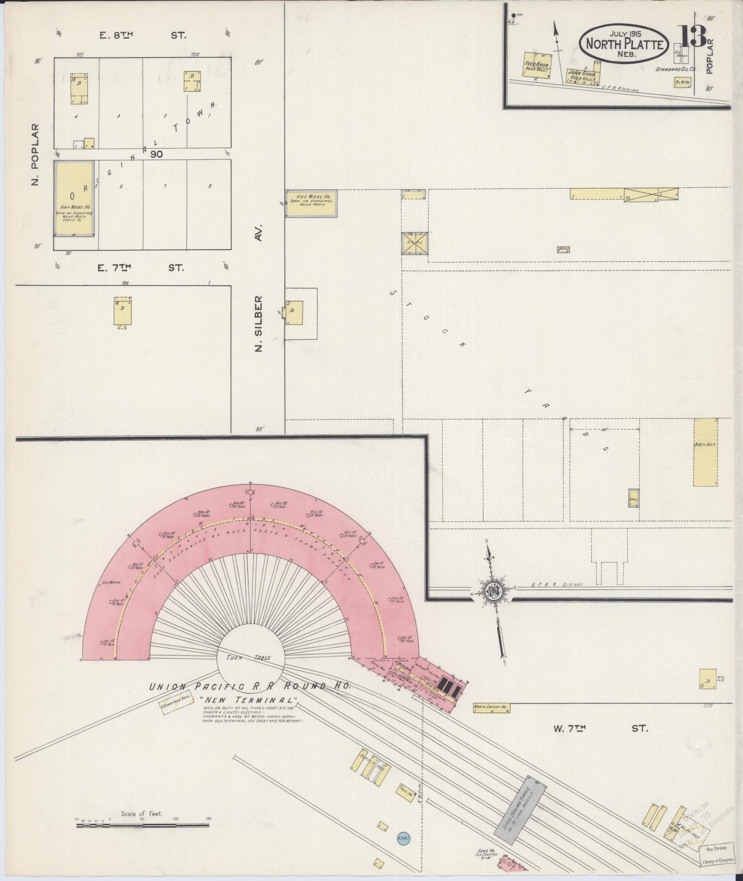 Sanborn Fire Insurance Map from North Platte, Lincoln County, Nebraska (1915), Sheet #0013 - Complete Map Set gallery image, historic Sanborn map, vintage wall art, Nebraska Nebraska