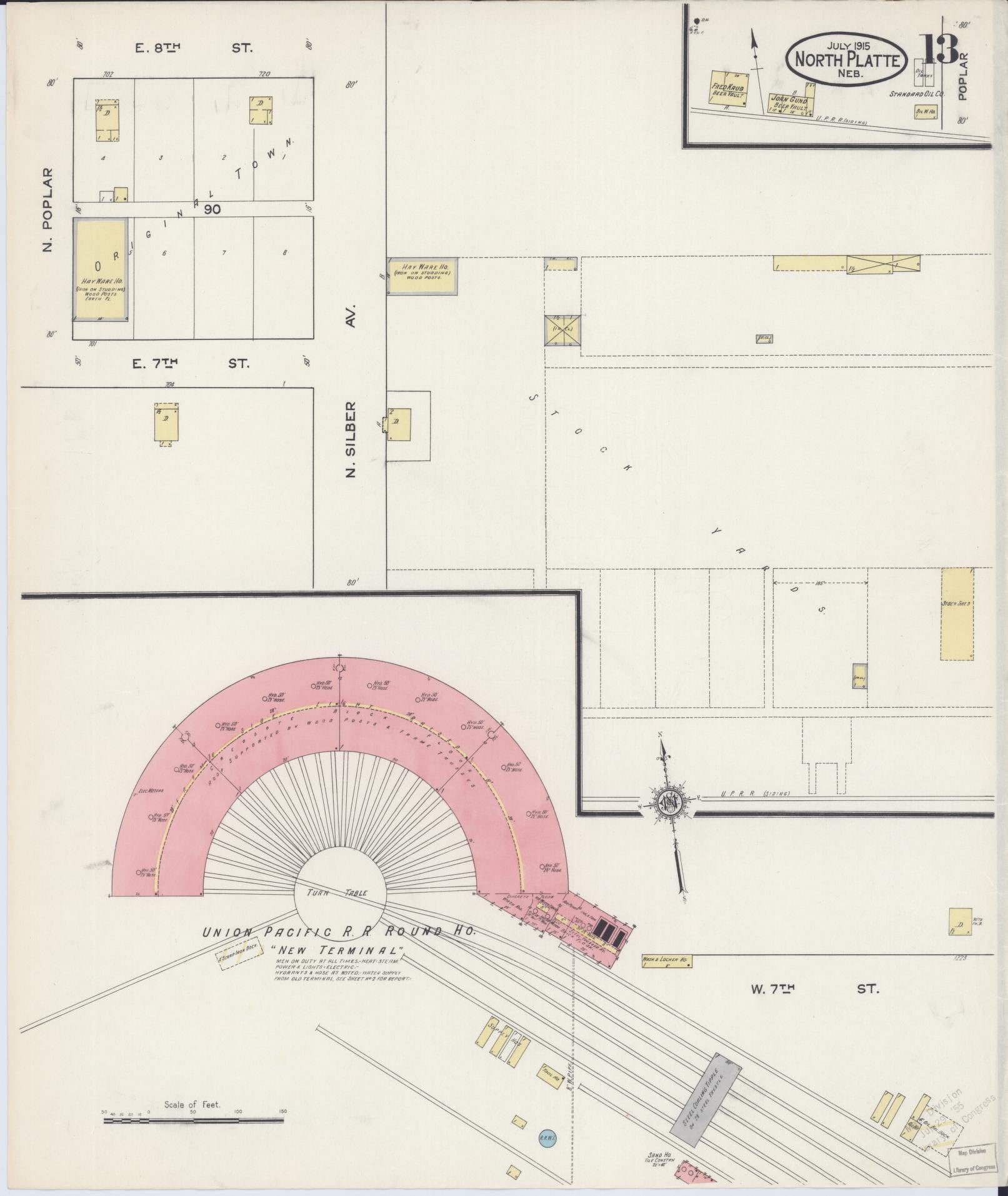 Sanborn Fire Insurance Map from North Platte, Lincoln County, Nebraska (1915), Sheet #0013 - Complete Map Set gallery image, historic Sanborn map, vintage wall art, Nebraska Nebraska