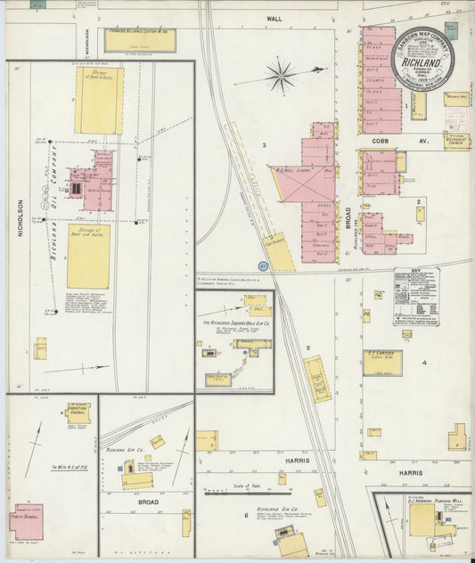 Sanborn Fire Insurance Map from Richland, Stewart County, Georgia (1903), Sheet #0001 - Historic Sanborn Fire Insurance Map Print, vintage old map wall art, antique decor, genealogy gift, Georgia Georgia map