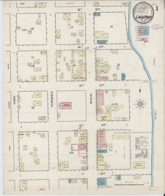 Sanborn Fire Insurance Map from Lakeport, Lake County, California (1885), Sheet #0001 - Historic Sanborn Fire Insurance Map Print, vintage old map wall art, antique decor, genealogy gift, California California map
