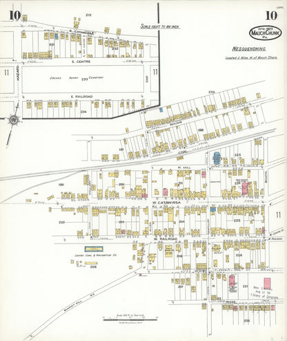 Sanborn Fire Insurance Map from Mauch Chunk, Carbon County, Pennsylvania (1923), Sheet #0010 - Historic Sanborn Fire Insurance Map Print, vintage old map wall art, antique decor, genealogy gift, Pennsylvania Pennsylvania map