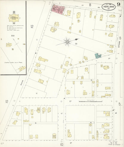 Sanborn Fire Insurance Map from Ashland, Jackson County, Oregon (1898), Sheet #0009 - Complete Map Set gallery image, historic Sanborn map, vintage wall art, Oregon Oregon