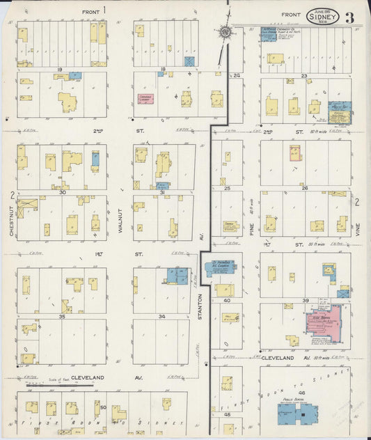 Sanborn Fire Insurance Map from Sidney, Cheyenne County, Nebraska (1915), Sheet #0003 - Historic Sanborn Fire Insurance Map Print, vintage old map wall art, antique decor, genealogy gift, Nebraska Nebraska map