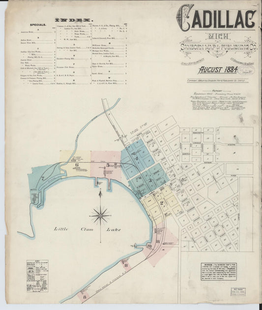 Sanborn Fire Insurance Map from Cadillac, Wexford County, Michigan (1884), Sheet #0001 - Complete Map Set gallery image, historic Sanborn map, vintage wall art, Michigan Michigan