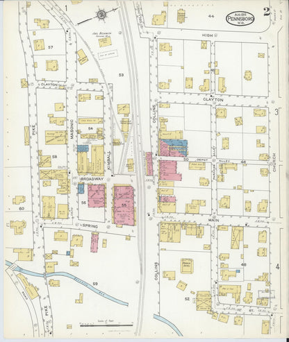 Sanborn Fire Insurance Map from Pennsboro, Richie County, West Virginia (1916), Sheet #0002 - Complete Map Set gallery image, historic Sanborn map, vintage wall art, West Virginia West Virginia