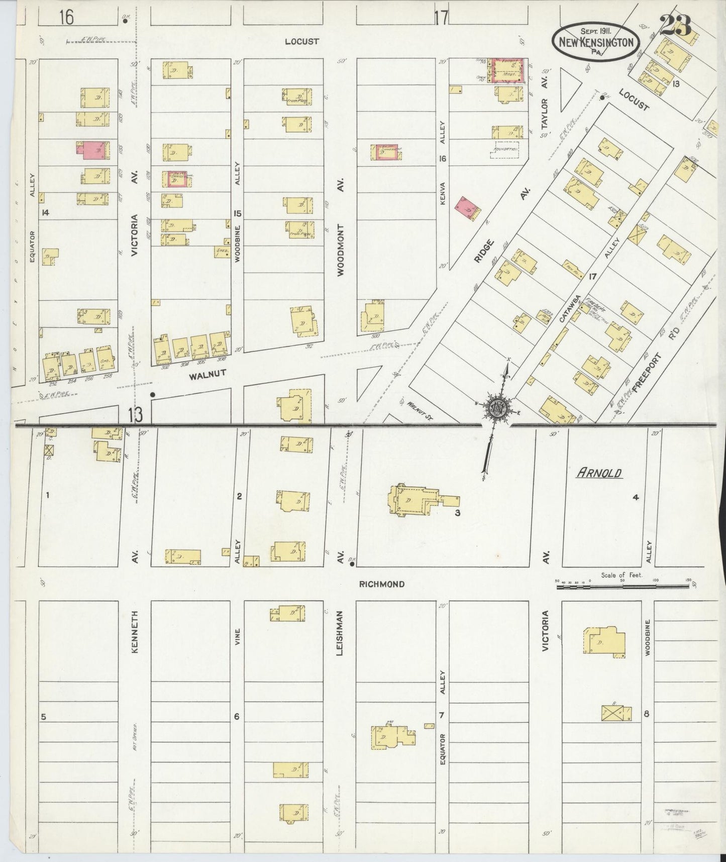 Sanborn Fire Insurance Map from New Kensington, Westmoreland County, Pennsylvania (1911), Sheet #0023 - Complete Map Set gallery image, historic Sanborn map, vintage wall art, Pennsylvania Pennsylvania