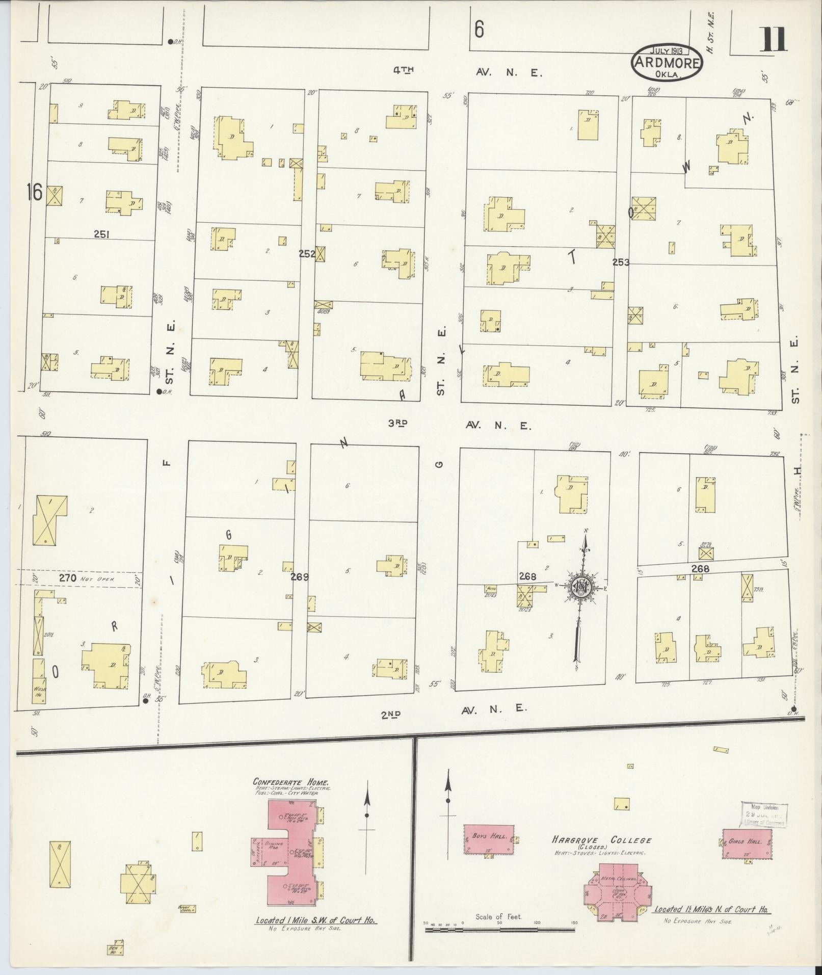 Sanborn Fire Insurance Map from Ardmore, Carter County, Oklahoma (1913), Sheet #0011 - Historic Sanborn Fire Insurance Map Print, vintage old map wall art, antique decor, genealogy gift, Oklahoma Oklahoma map