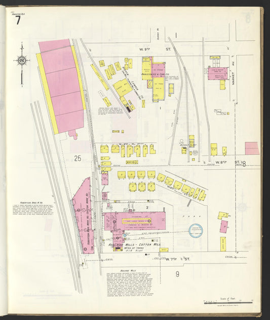 Sanborn Fire Insurance Map from Anniston, Calhoun County, Alabama (1925), Sheet #0007 - Historic Sanborn Fire Insurance Map Print, vintage old map wall art, antique decor, genealogy gift, Alabama Alabama map
