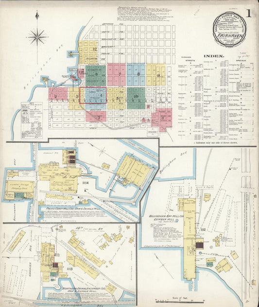 Sanborn Fire Insurance Map from Fairhaven [see also Bellingham and Sehome], Whatcom County, Washington (1897), Sheet #0001 - Complete Map Set gallery image, historic Sanborn map, vintage wall art, Washington Washington