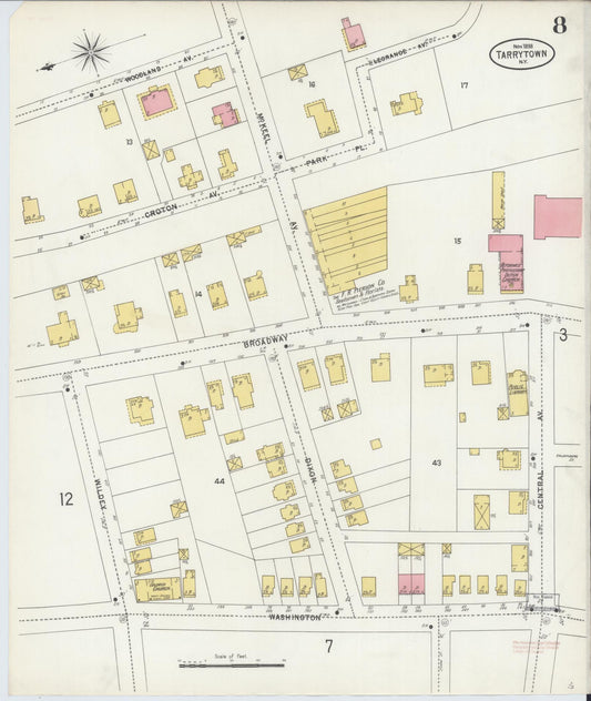 Sanborn Fire Insurance Map from Tarrytown, Westchester County, New York (1898), Sheet #0008 - Historic Sanborn Fire Insurance Map Print, vintage old map wall art, antique decor, genealogy gift, New York New York map