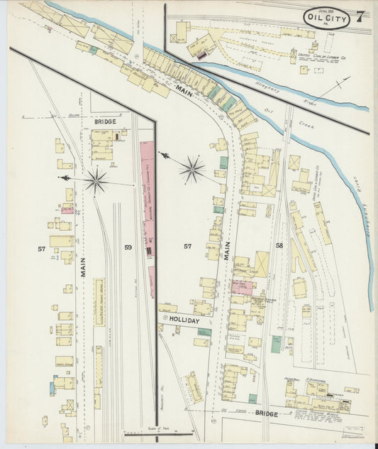 Sanborn Fire Insurance Map from Oil City, Venango County, Pennsylvania (1891), Sheet #0007 - Historic Sanborn Fire Insurance Map Print, vintage old map wall art, antique decor, genealogy gift, Pennsylvania Pennsylvania map