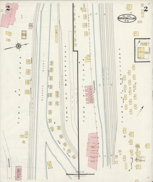 Sanborn Fire Insurance Map from Northfork, Mcdowell County, West Virginia (1923), Sheet #0002 - Historic Sanborn Fire Insurance Map Print, vintage old map wall art, antique decor, genealogy gift, West Virginia West Virginia map