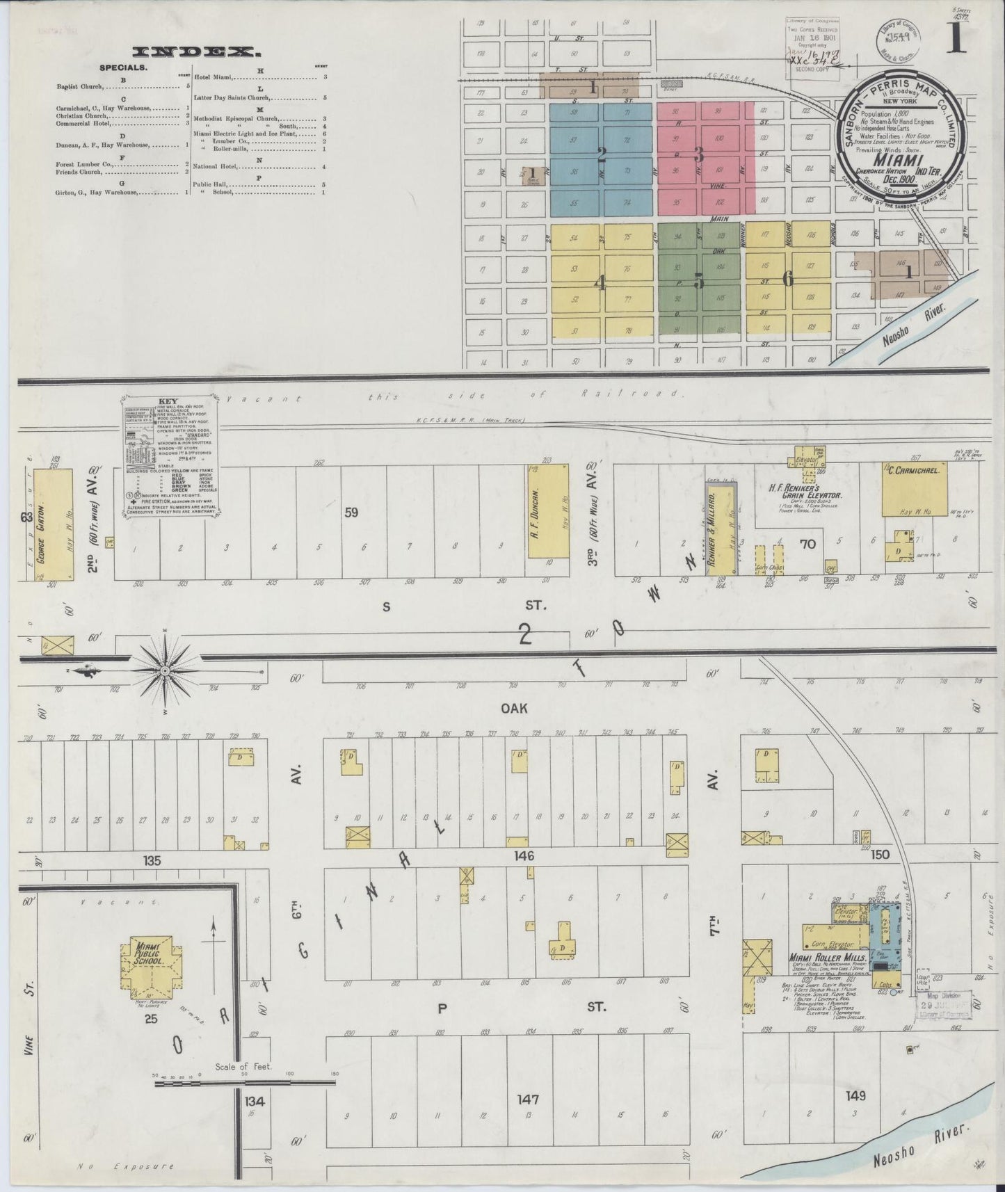 Sanborn Fire Insurance Map from Miami, Ottawa County, Oklahoma (1900), Sheet #0001 - Complete Map Set gallery image, historic Sanborn map, vintage wall art, Oklahoma Oklahoma