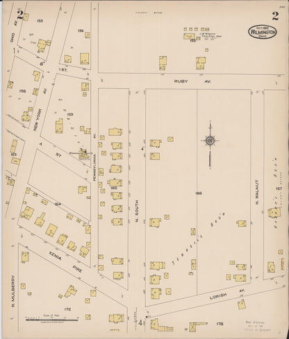 Sanborn Fire Insurance Map from Wilmington, Clinton County, Ohio (1922), Sheet #0002 - Historic Sanborn Fire Insurance Map Print, vintage old map wall art, antique decor, genealogy gift, Ohio Ohio map