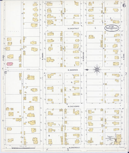 Sanborn Fire Insurance Map from Taylorville, Christian County, Illinois (1906), Sheet #0006 - Complete Map Set gallery image, historic Sanborn map, vintage wall art, Illinois Illinois