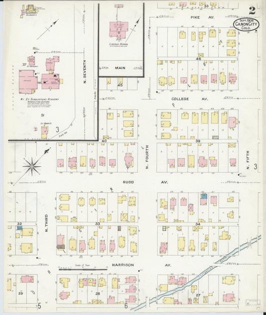 Sanborn Fire Insurance Map from Canon City, Fremont County, Colorado (1908), Sheet #0002 - Historic Sanborn Fire Insurance Map Print, vintage old map wall art, antique decor, genealogy gift, Colorado Colorado map