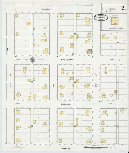 Sanborn Fire Insurance Map from Stonewall, Pontotoc County, Oklahoma (1918), Sheet #0002 - Complete Map Set gallery image, historic Sanborn map, vintage wall art, Oklahoma Oklahoma