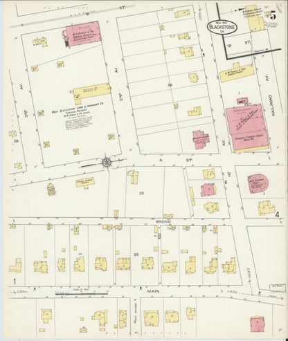Sanborn Fire Insurance Map from Blackstone, Nottoway County, Virginia (1913), Sheet #0005 - Complete Map Set gallery image, historic Sanborn map, vintage wall art, Virginia Virginia