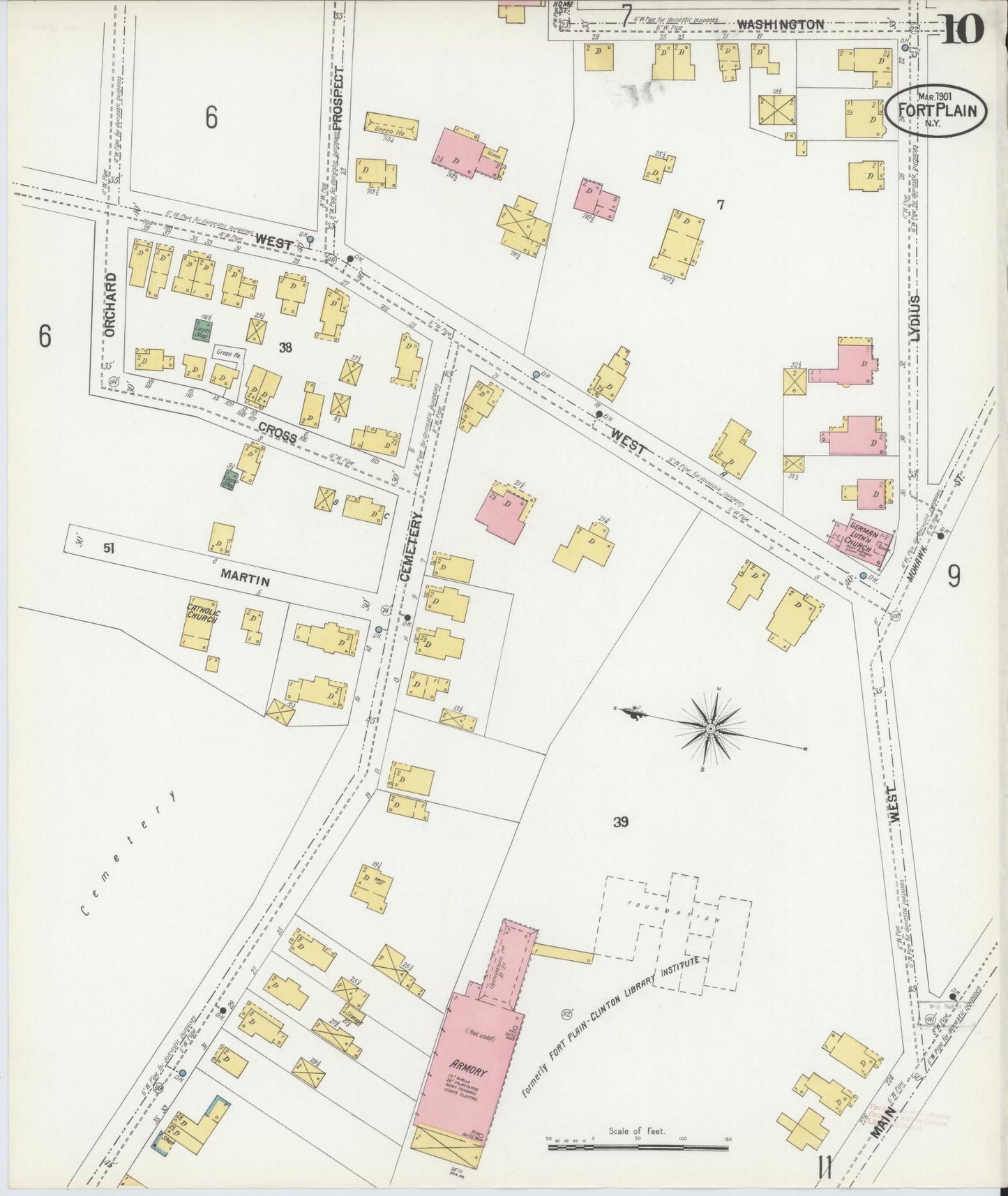 Sanborn Fire Insurance Map from Fort Plain, Montgomery County, New York (1901), Sheet #0010 - Complete Map Set gallery image, historic Sanborn map, vintage wall art, New York New York