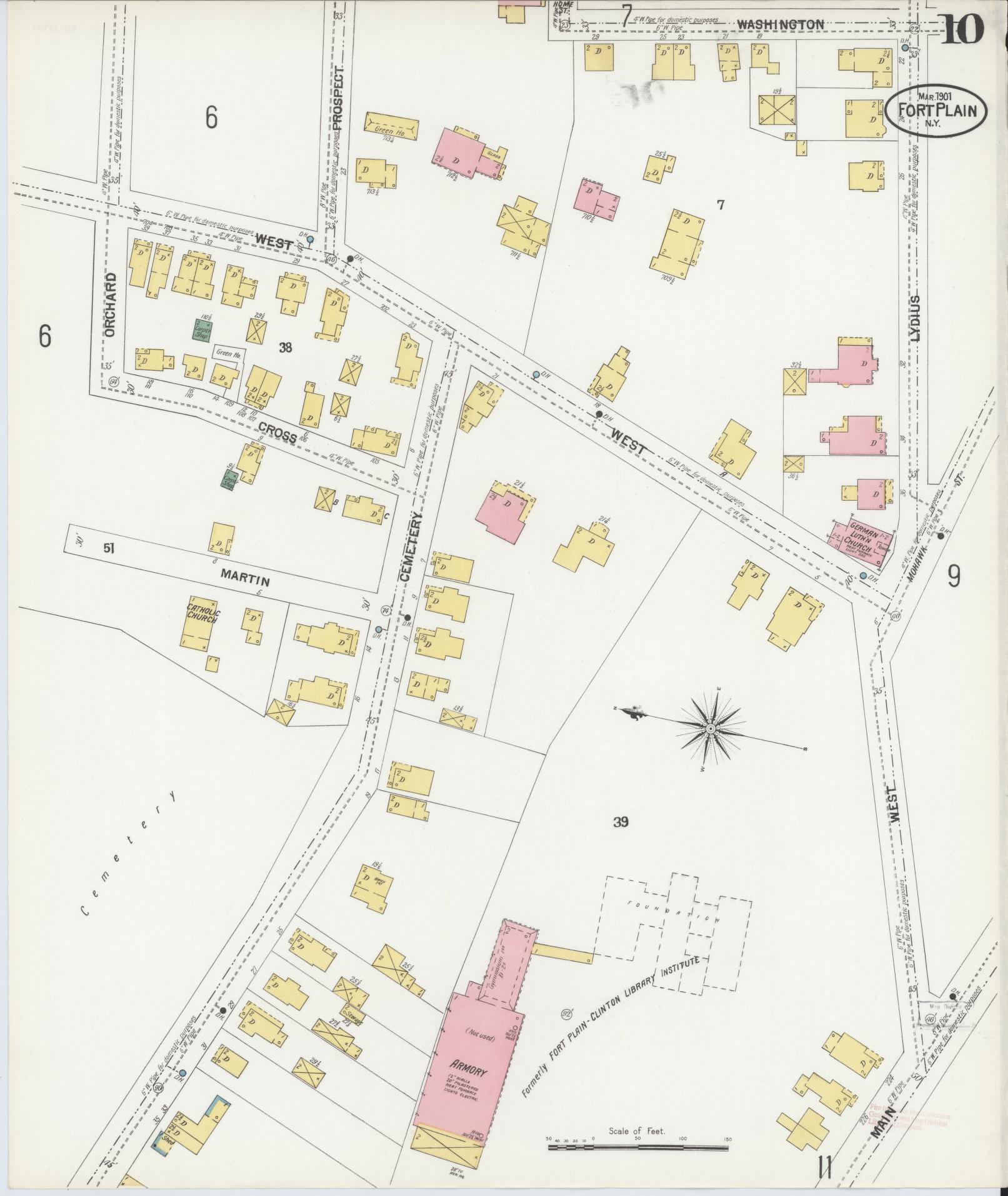 Sanborn Fire Insurance Map from Fort Plain, Montgomery County, New York (1901), Sheet #0010 - Complete Map Set gallery image, historic Sanborn map, vintage wall art, New York New York