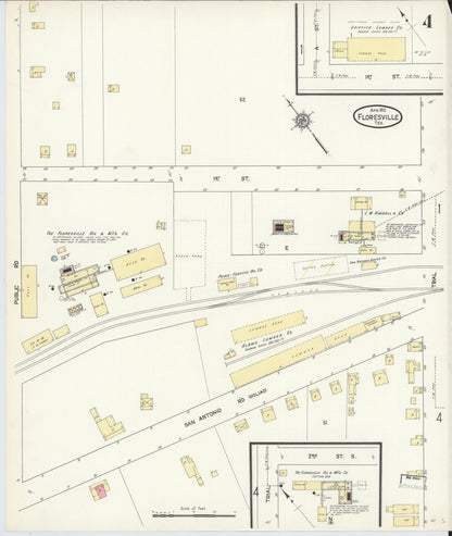 Sanborn Fire Insurance Map from Floresville, Wilson County, Texas (1912), Sheet #0004 - Complete Map Set gallery image, historic Sanborn map, vintage wall art, Texas Texas