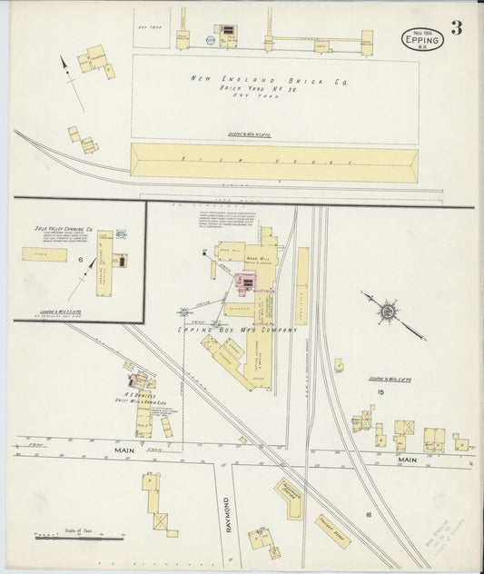 Sanborn Fire Insurance Map from Epping, Rockingham County, New Hampshire (1914), Sheet #0003 - Historic Sanborn Fire Insurance Map Print, vintage old map wall art, antique decor, genealogy gift, New Hampshire New Hampshire map