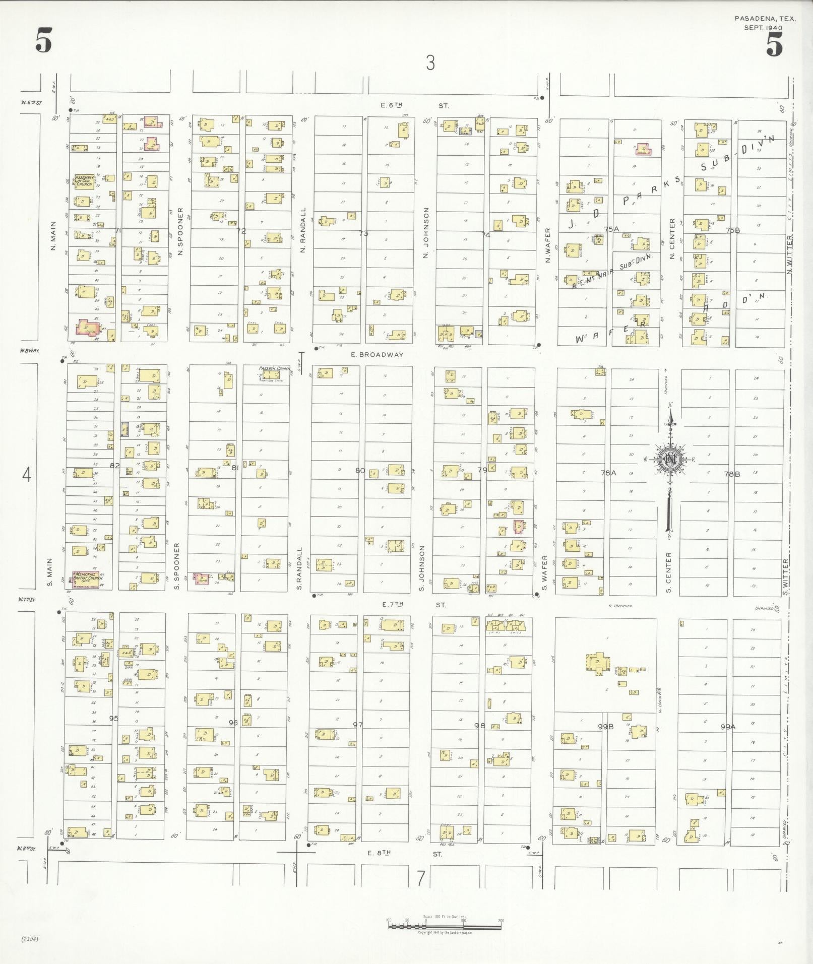 Sanborn Fire Insurance Map from Pasadena, Harris County, Texas (1940), Sheet #0005 - Historic Sanborn Fire Insurance Map Print, vintage old map wall art, antique decor, genealogy gift, Texas Texas map