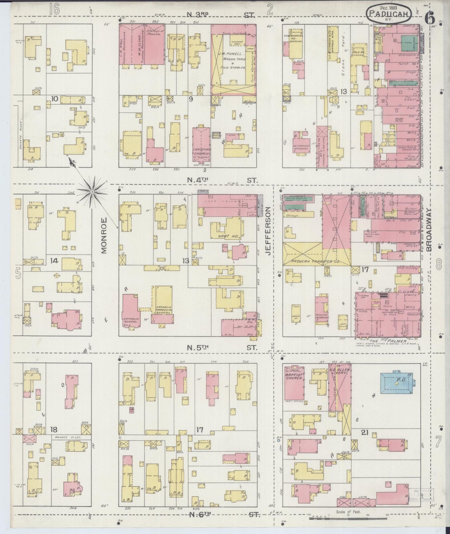 Sanborn Fire Insurance Map from Paducah, Mccraken County, Kentucky (1893), Sheet #0006 - Complete Map Set gallery image, historic Sanborn map, vintage wall art, Kentucky Kentucky